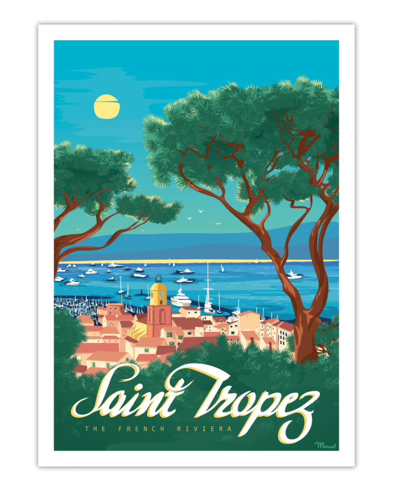 Affiche Saint Tropez The French Riviera Marcel Travel Poster Studio Tendances Jouets Sajou